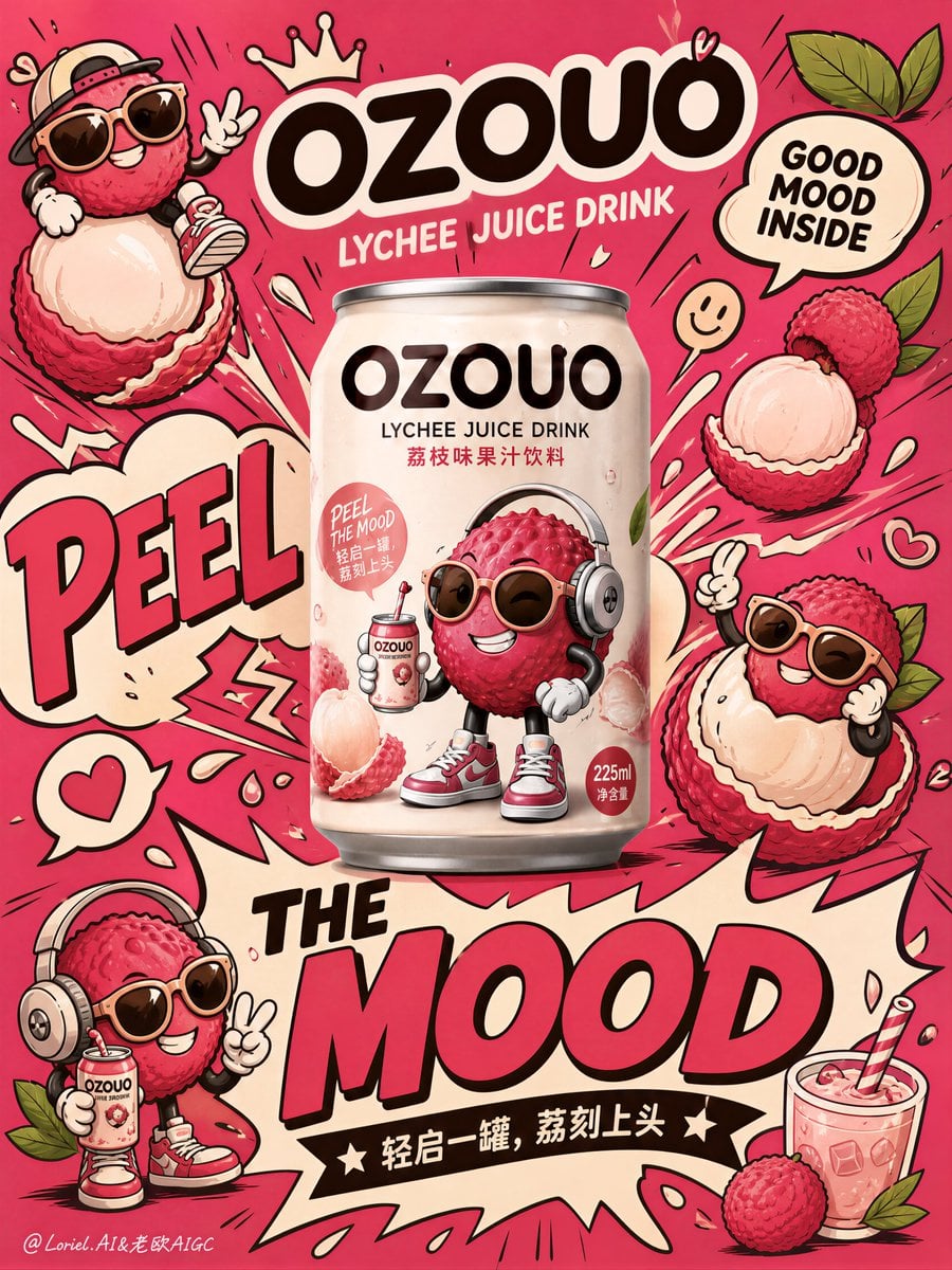 Ozouo果味饮料品牌视觉-5 Ozouo Fruit-Flavored Beverage Brand Identity-5 Gpt- Image