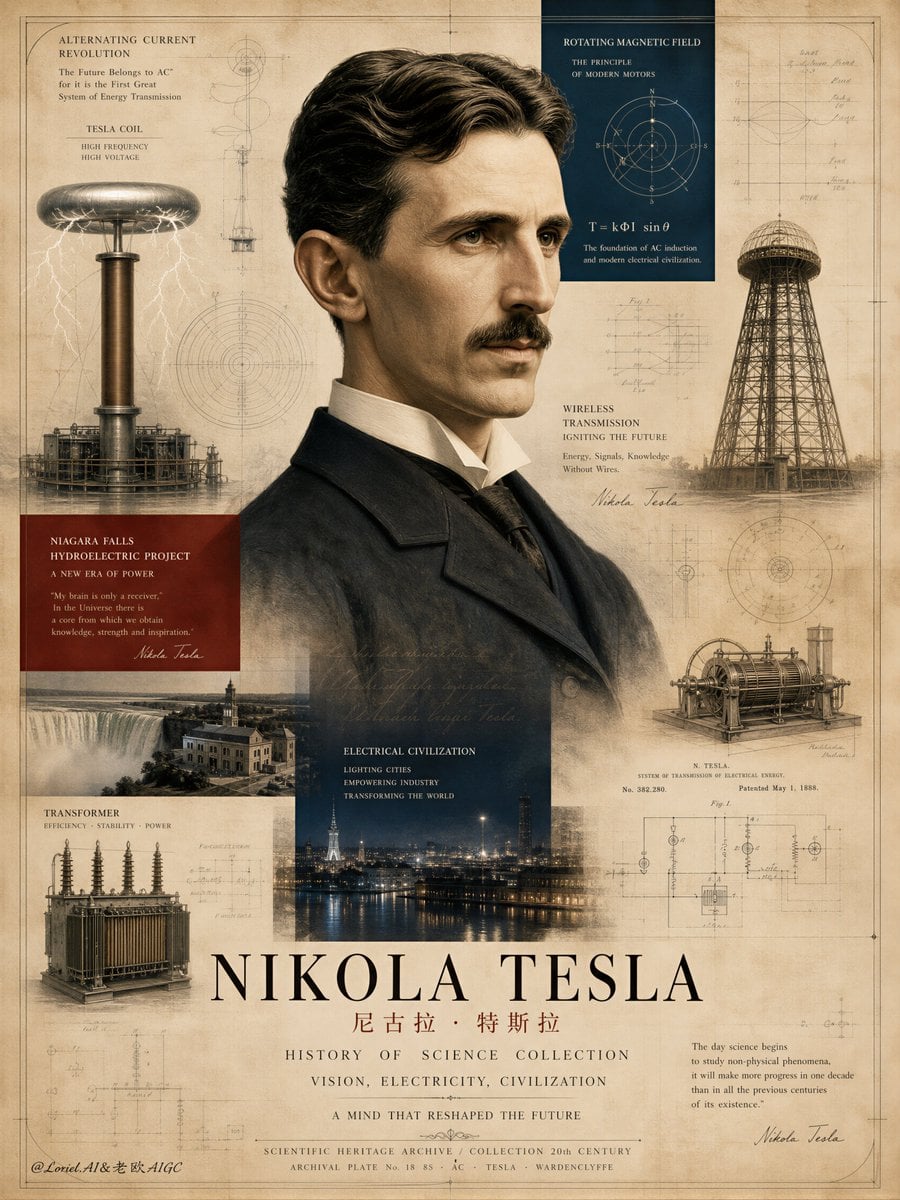 Nobel-level Nikola Tesla science poster