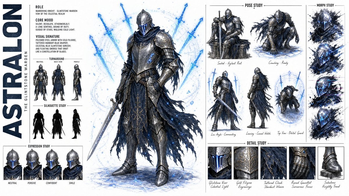 High Fashion Character Concept Art Sheet