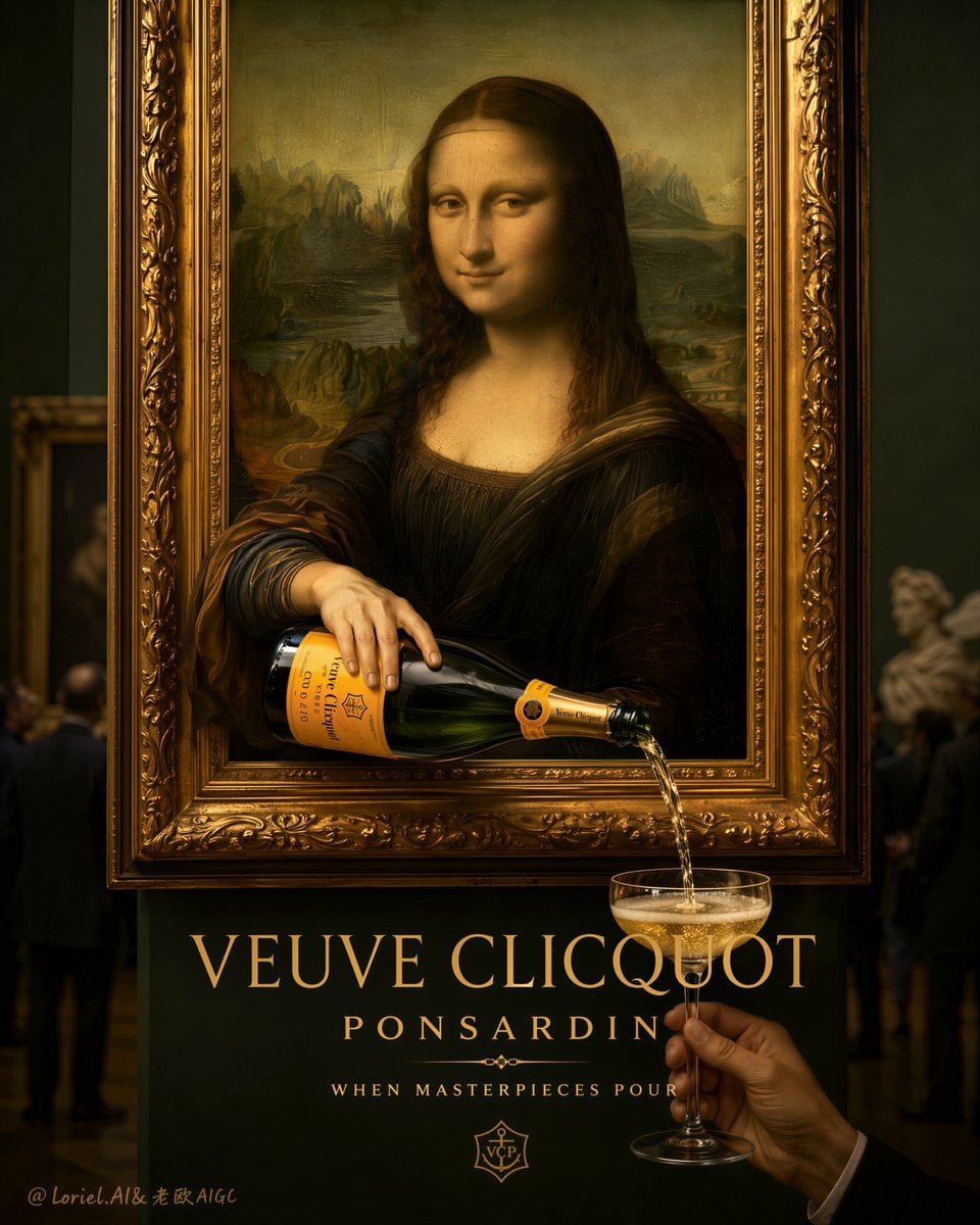 Veuve Clicquot Mona Lisa Surreal Poster