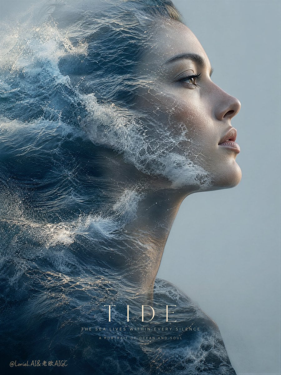 Cinematic Portrait Fused with Ocean