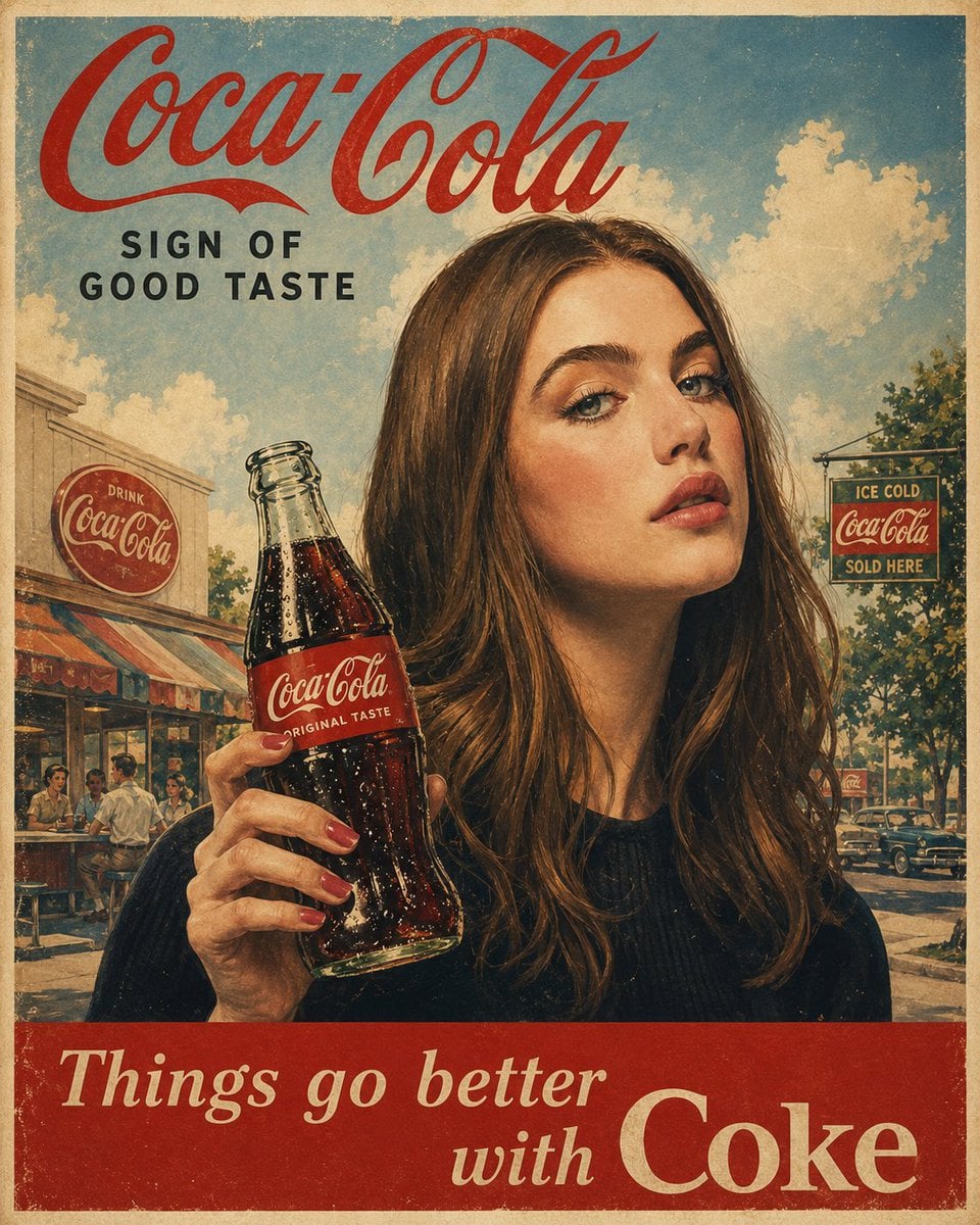 1960s Coca-Cola Vintage Advertising Poster