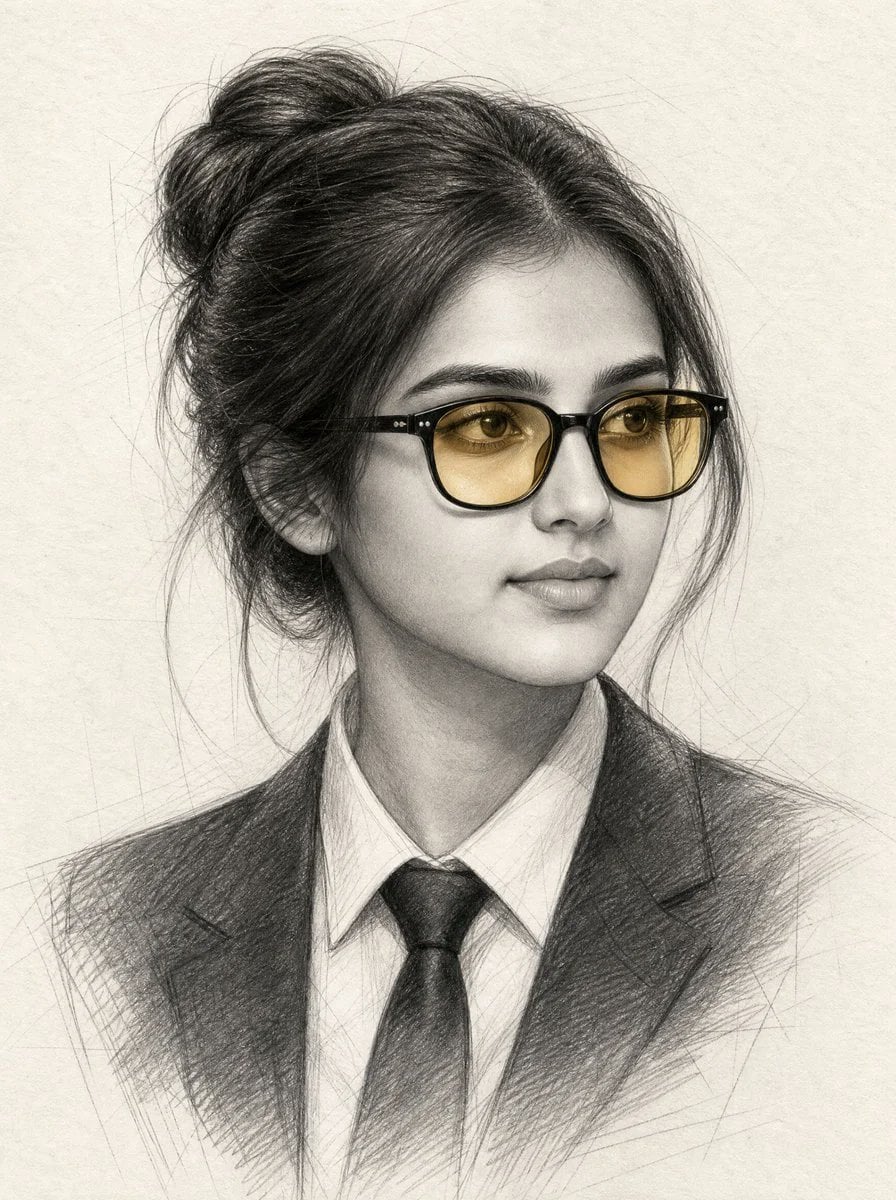 Graphite Portrait of South Asian Woman