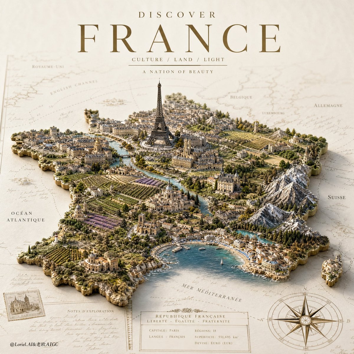 Ultra-Premium Editorial Travel Poster for France