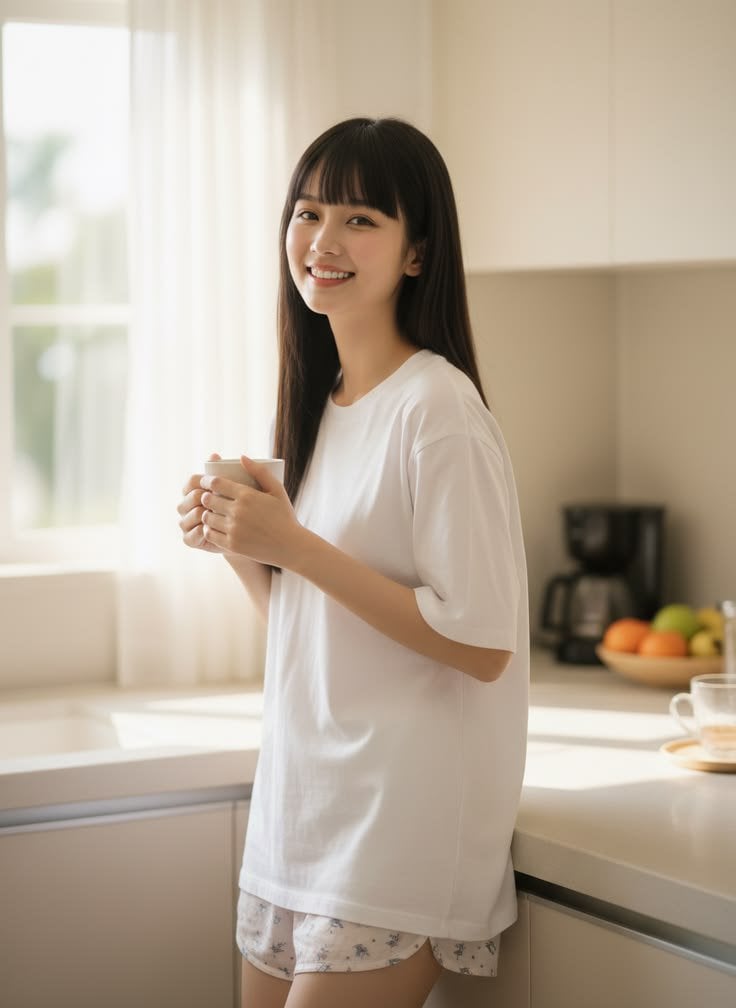 Realistic East Asian Woman in Modern Setting