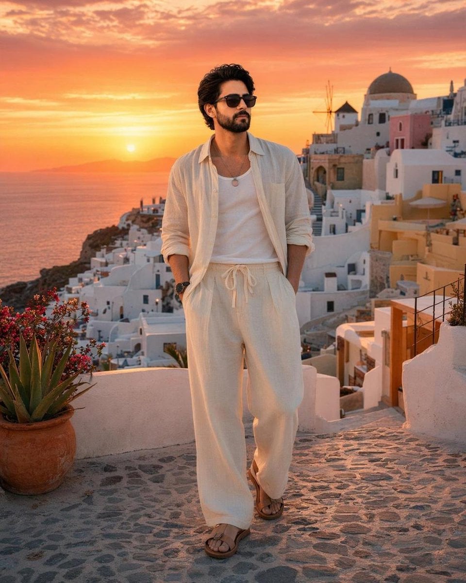 Full-body photograph of a young Mediterranean man