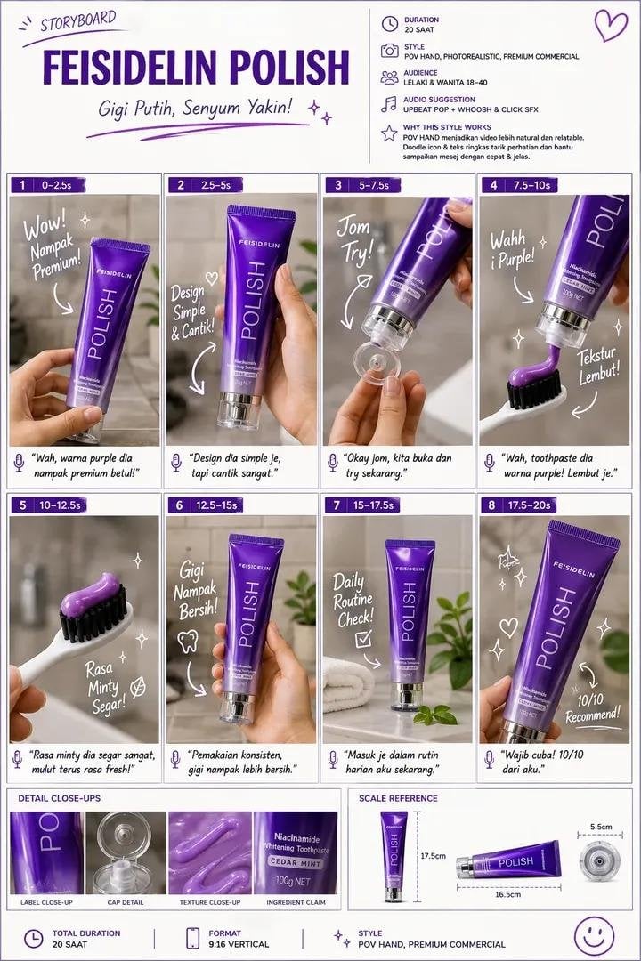 Luxury Toothpaste Ad Storyboard Sheet