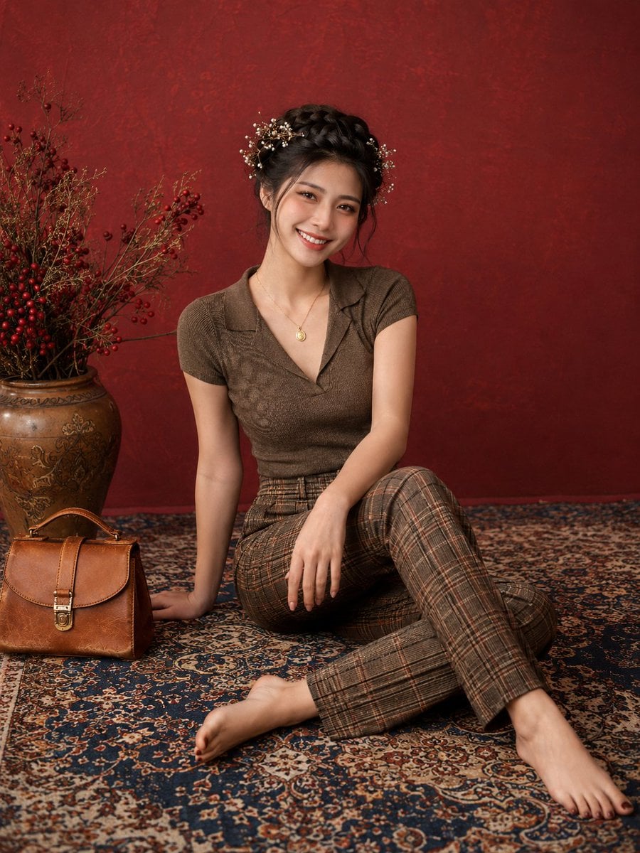 Elegant Studio Fashion Portrait on Persian Rug