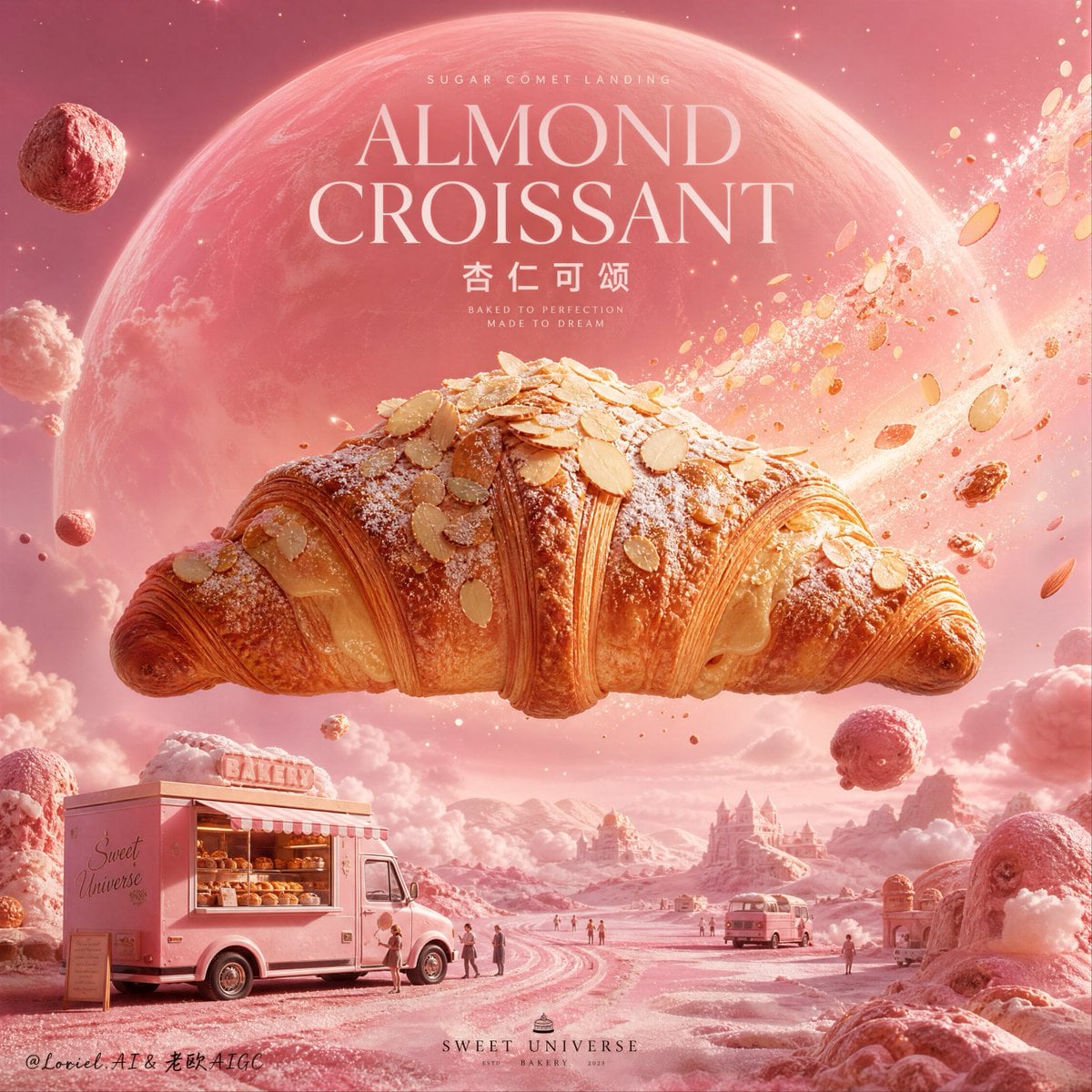 Almond Croissant Cosmic Bakery Poster