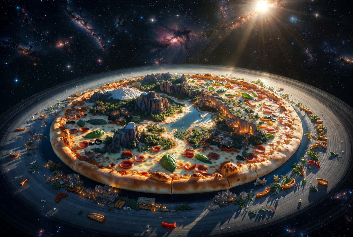 Pizza Planet Floating in Deep Space