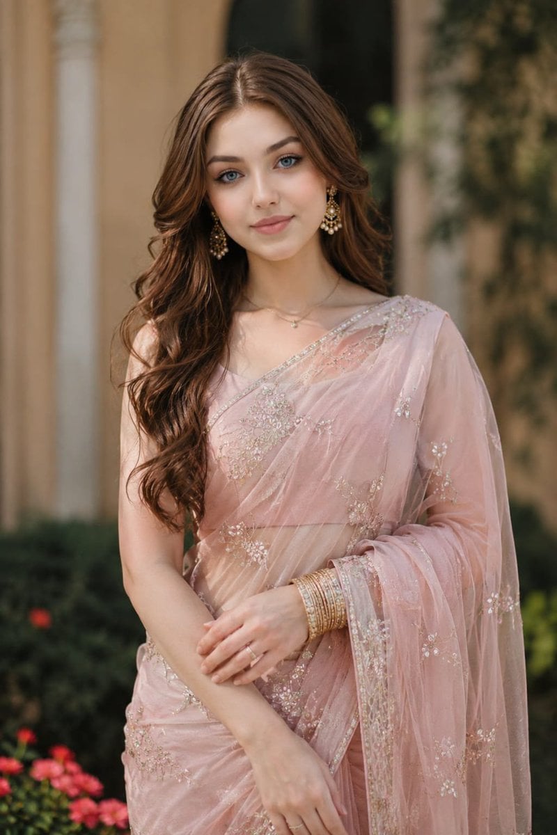 South Asian Woman in Elegant Saree