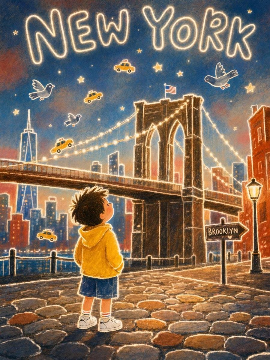 Child in Yellow Hoodie Denim Storybook Style