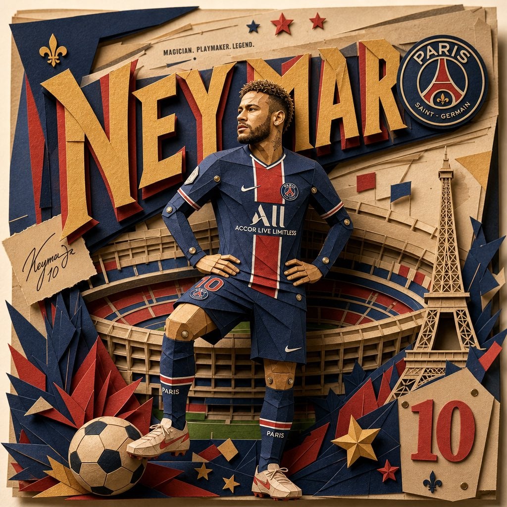 Paper-Cut Football Player Editorial Poster