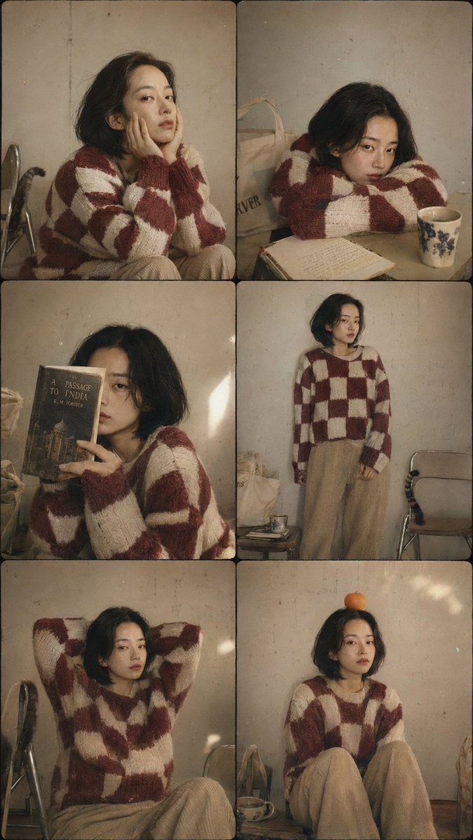 East Asian Woman Disposable Camera Collage