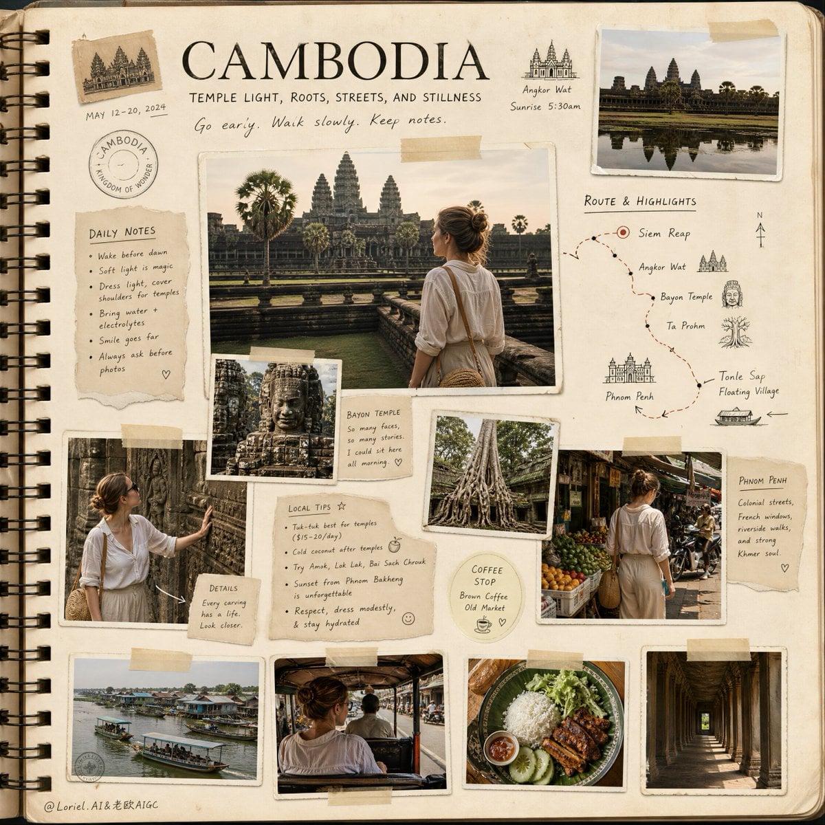 Ultra-Premium Cambodia Travel Notebook Page