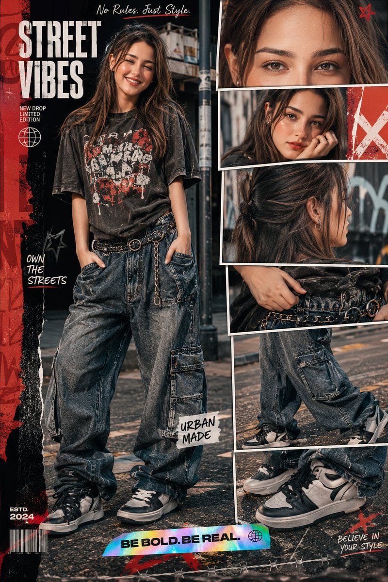 Ultra-Wide Streetwear Poster Composition