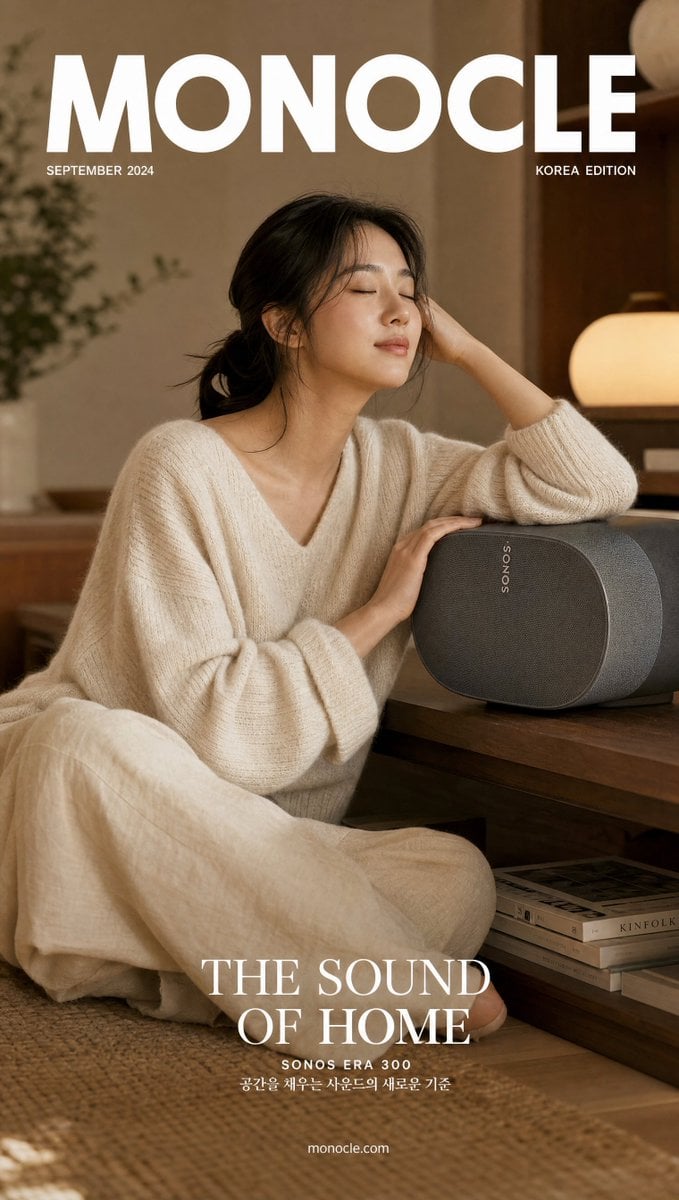 Korean Woman in Cream Cashmere Editorial Cover