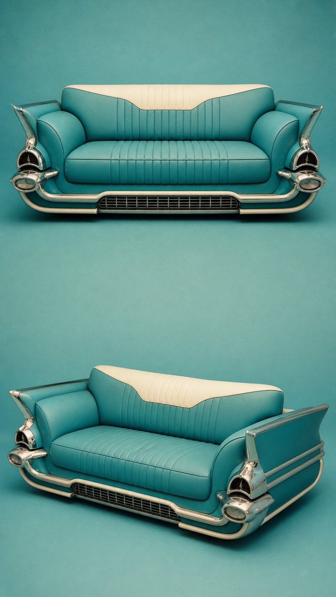 Vintage Car Reimagined as Sofa Design