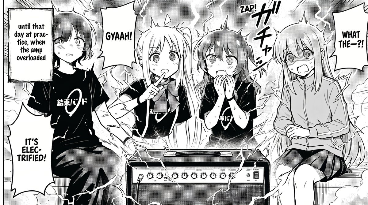 漫画风格：音箱触电场景