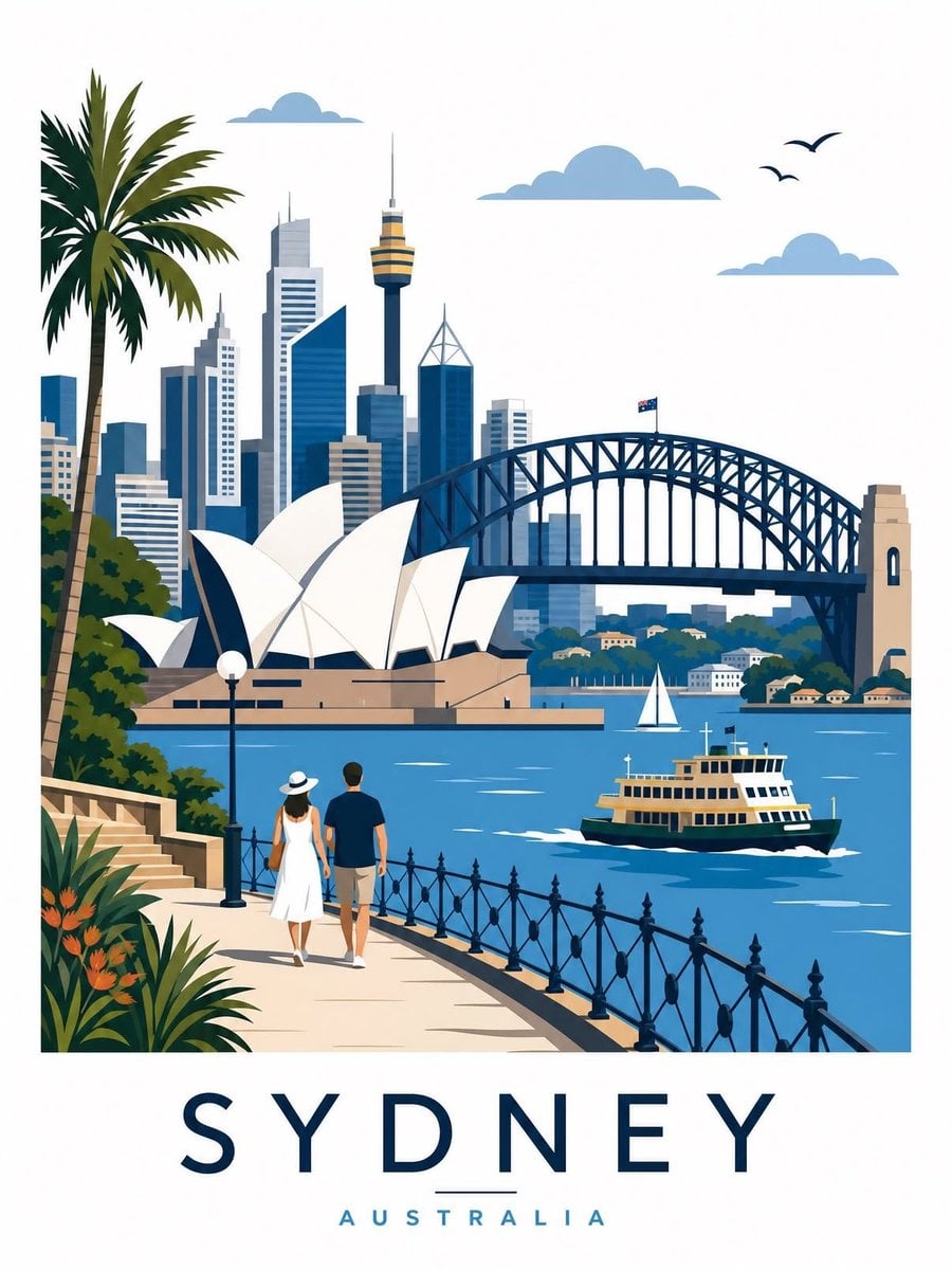 Premium Travel Poster Illustration Prompt