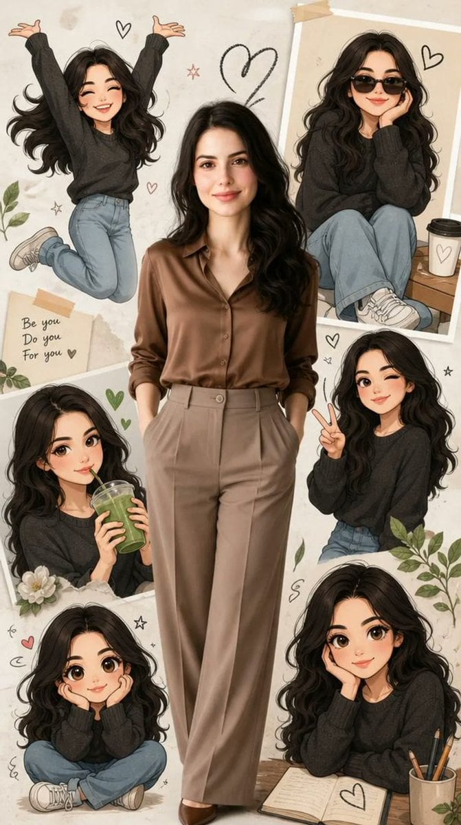 Collage Portrait with Cartoon Miniatures