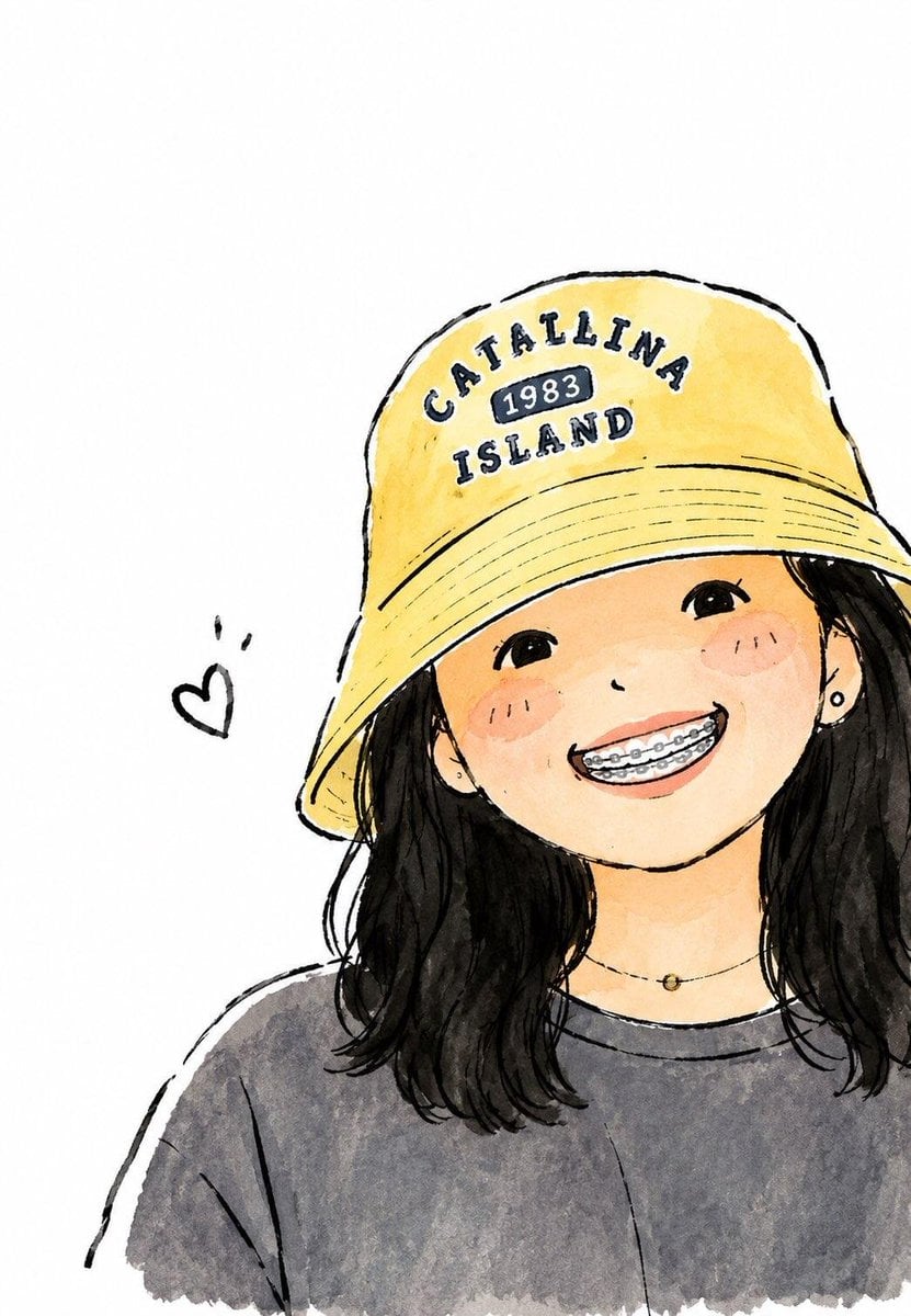 Cute Watercolor Anime Girl Portrait
