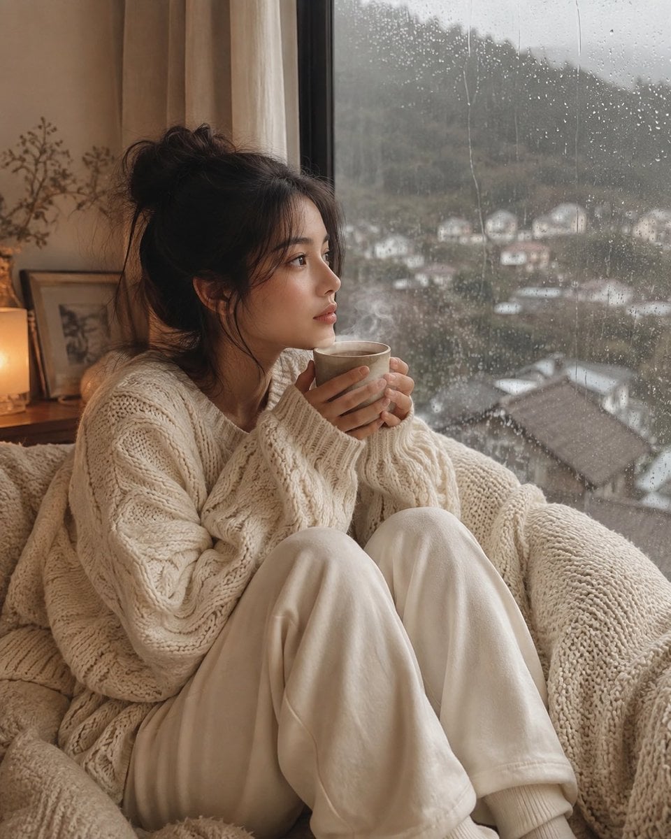 Cozy Cinematic Portrait with Warm Mug