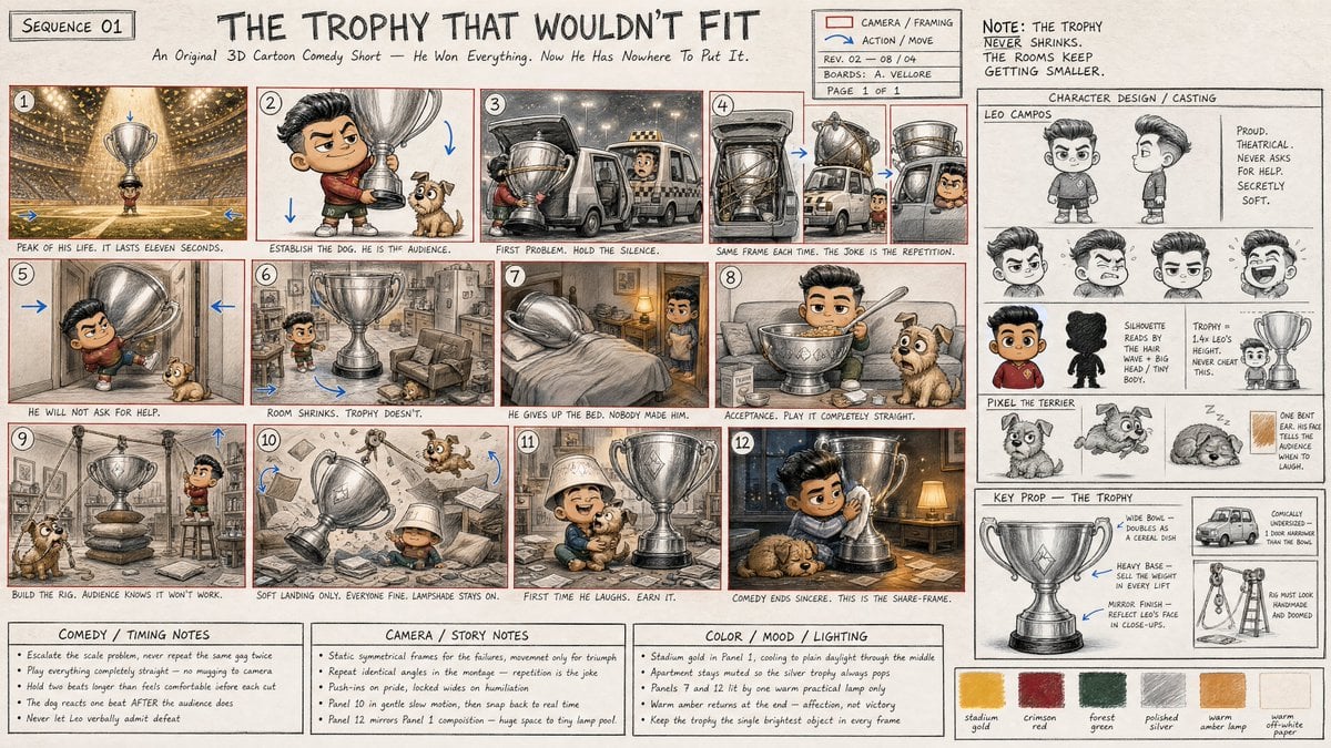 3D Cartoon Storyboard for Trophy Story