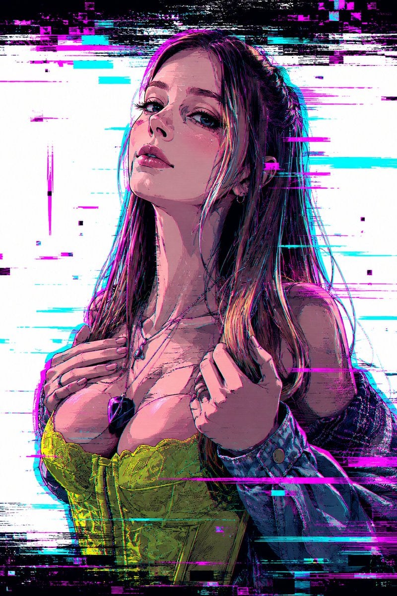 Dark Anime Cyberpunk Glitch Art