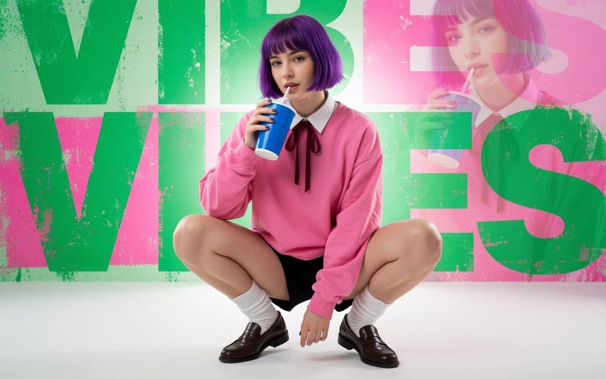 Low-Angle Studio Photo of Person with Drink