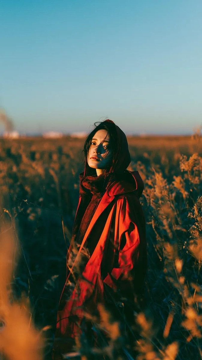 Cinematic Portrait in Golden Reed Field