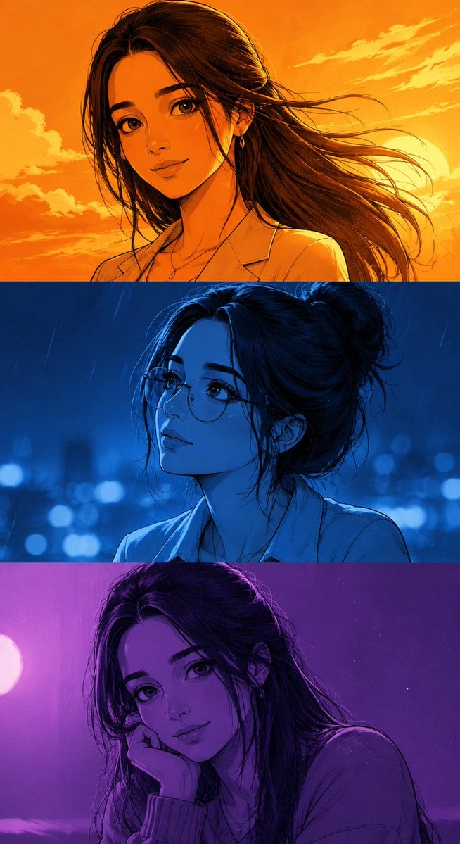 Manga Character Triptych Poster