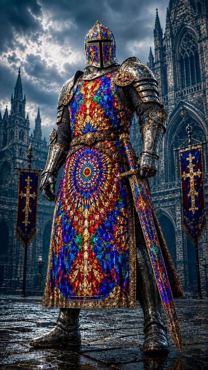Medieval Paladin in Ornate Armor