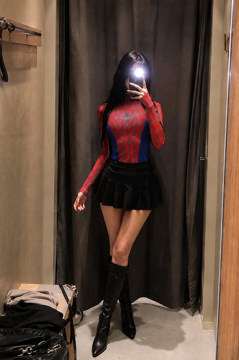 Spider-Themed Mirror Selfie