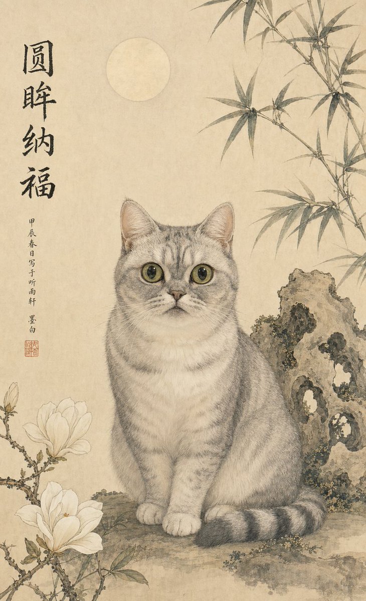 古典中国风宠物肖像