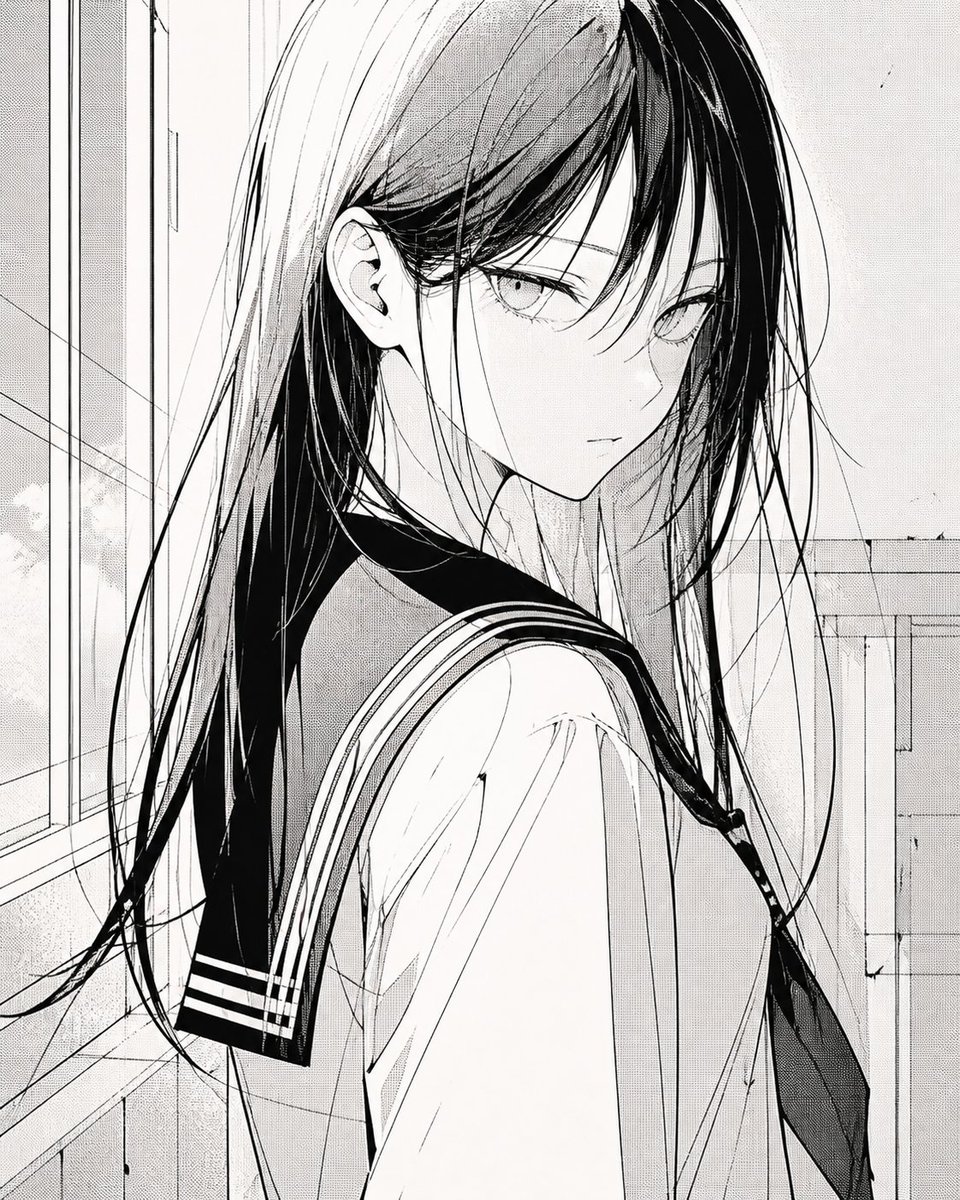审查版漫画风女学生肖像