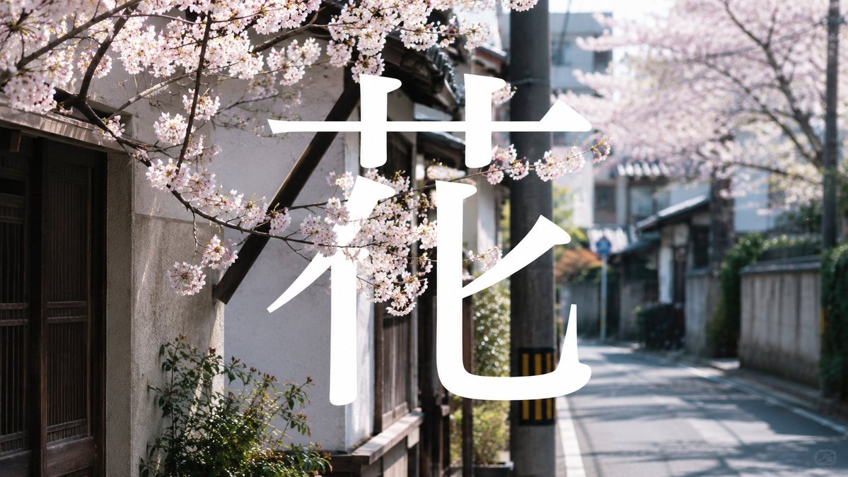 樱花街道汉字海报