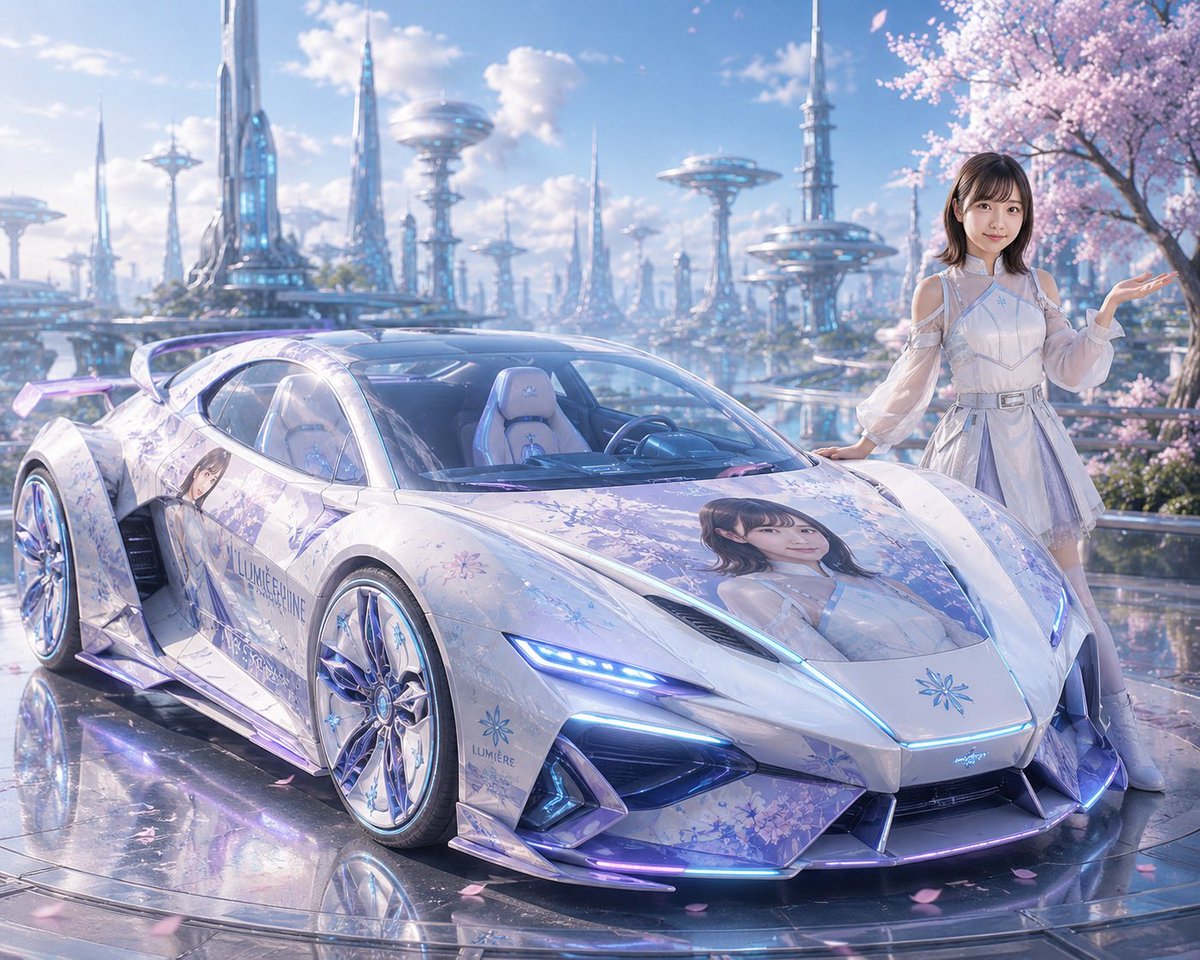 未来感樱花痛车超级跑车