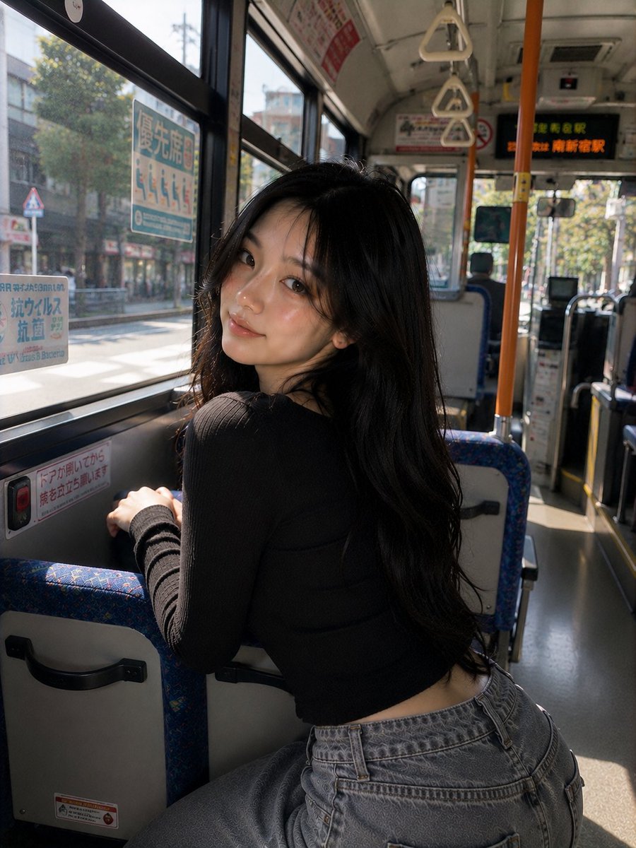 韩国女孩城市公交抓拍