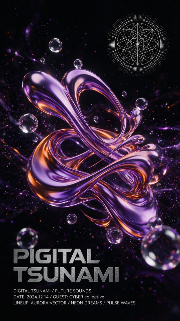 Pigital Tsunami Futurist Poster