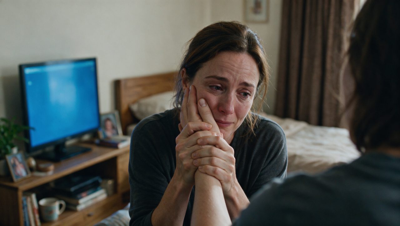 Over Shoulder Shot Of Sad Woman