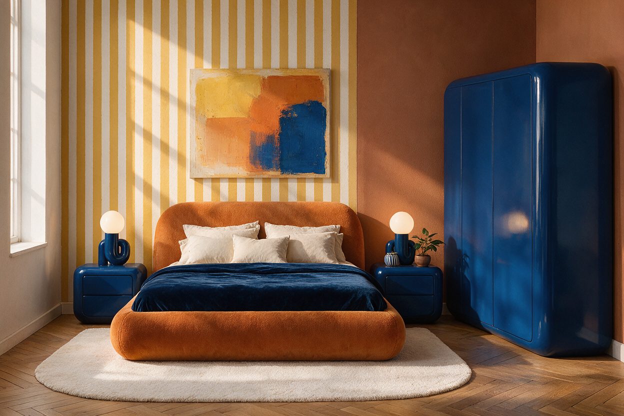 Modern Art Style Bedroom Rendering