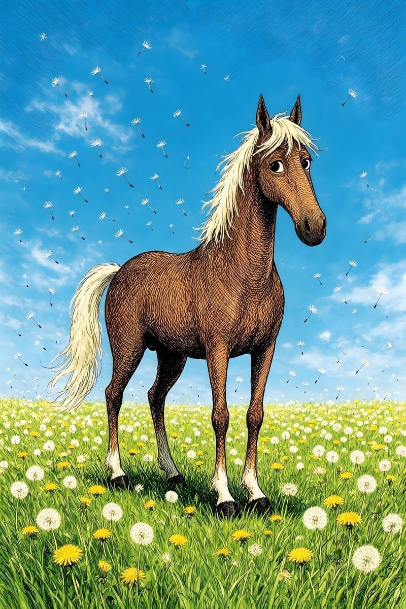 Whimsical Horse Illustration