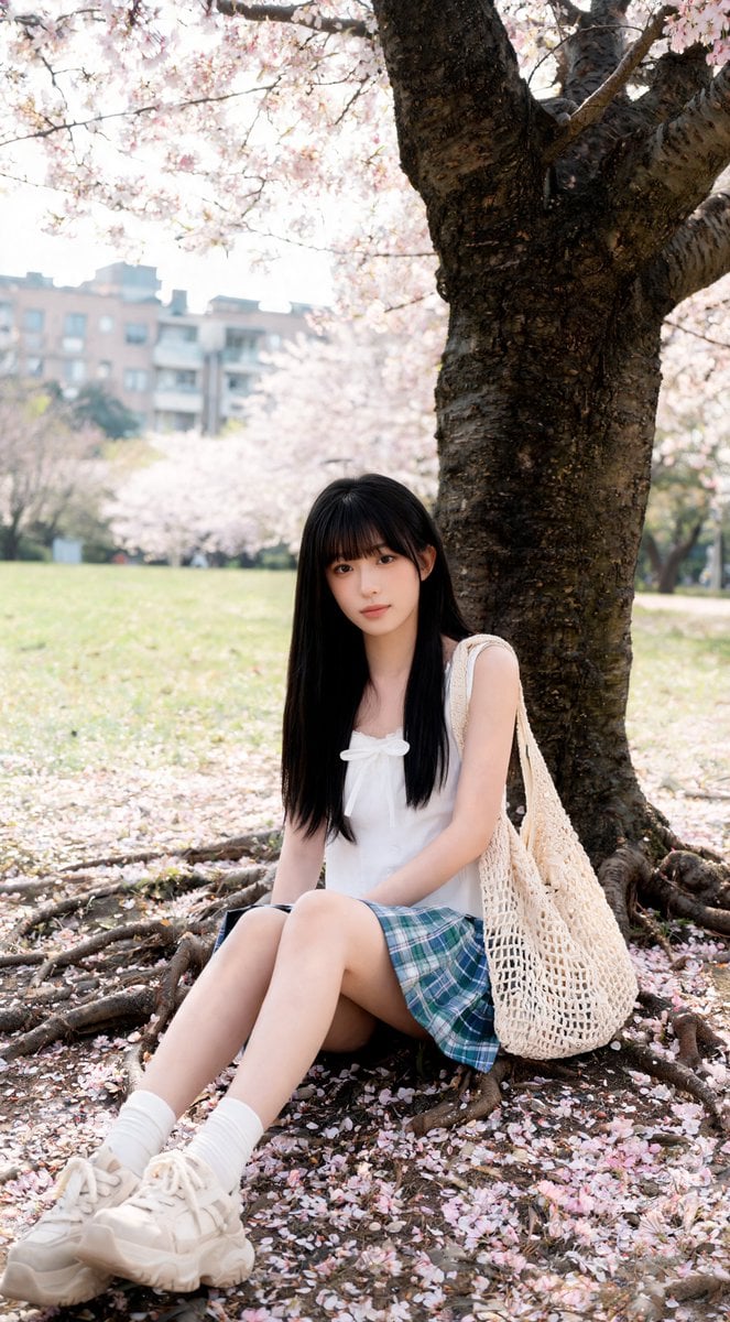 East Asian Woman Under Large Tree