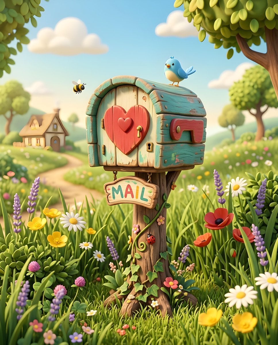 Whimsical Rustic Heart-Shaped Mailbox
