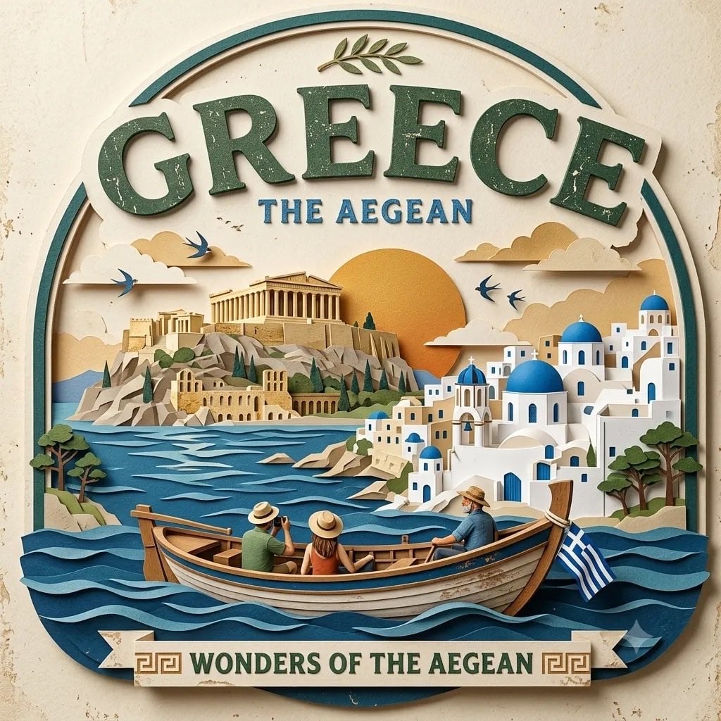Vintage Travel Poster Badge For Destination