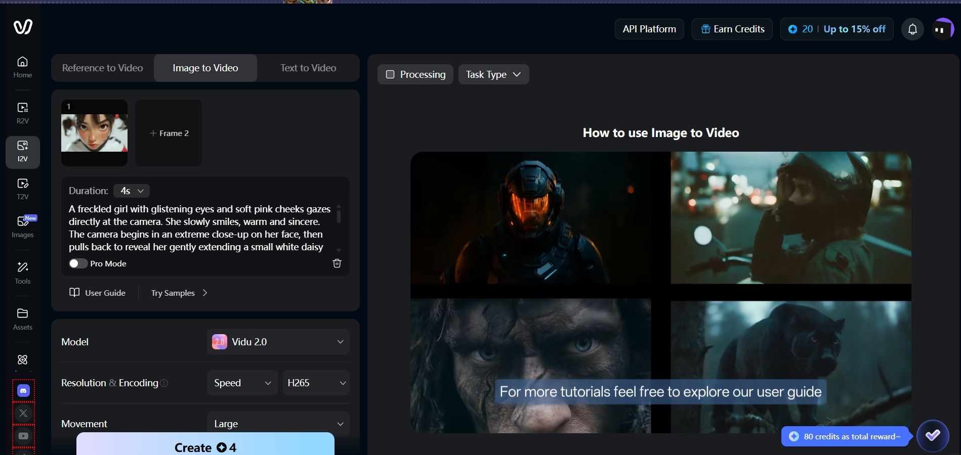 Vidu AI Video Creation Panel (Free)