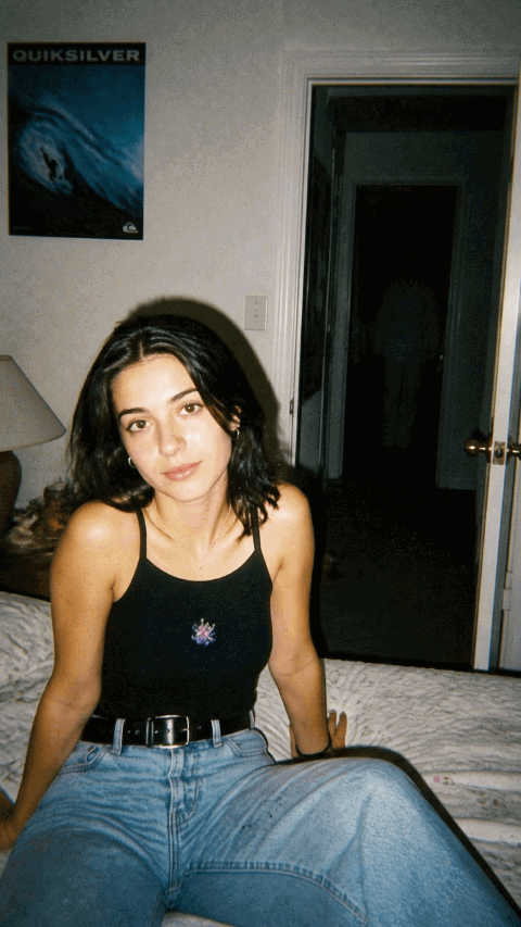 90s disposable point-and-shoot flash portrait