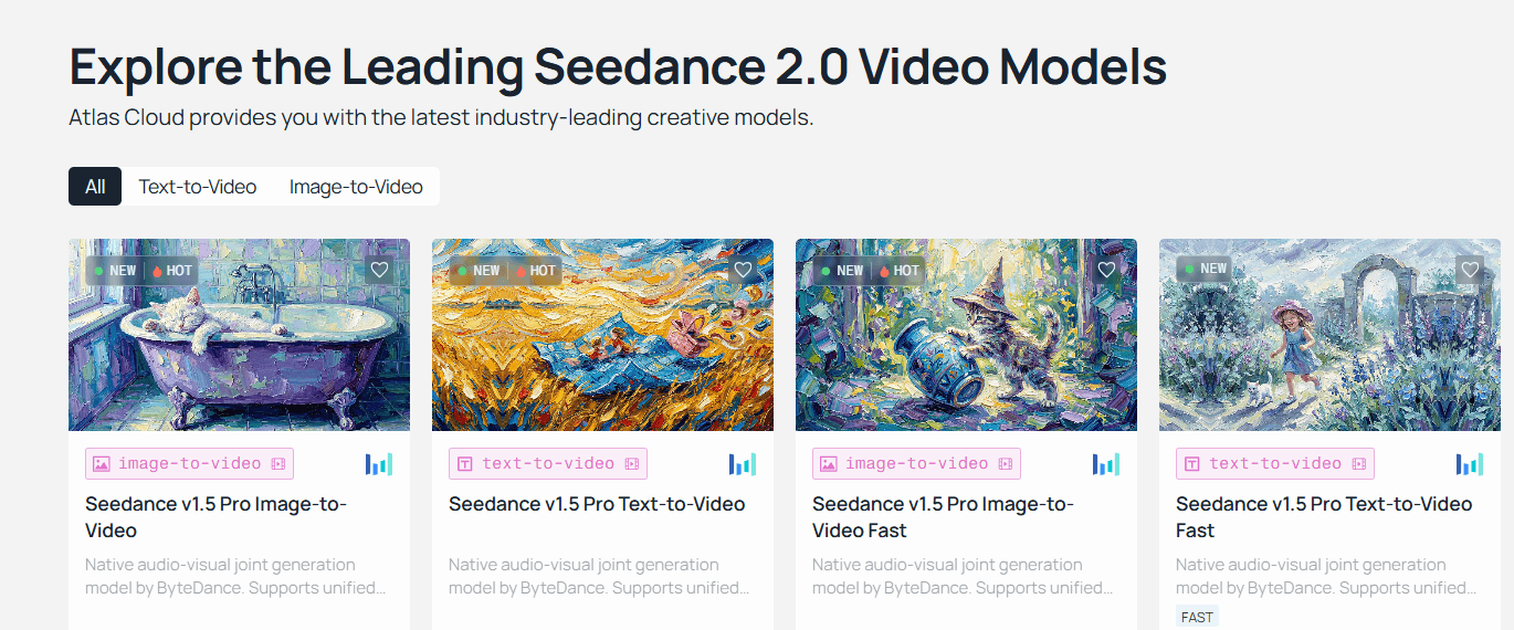Atlas Cloud Seedance 2.0 Video Models