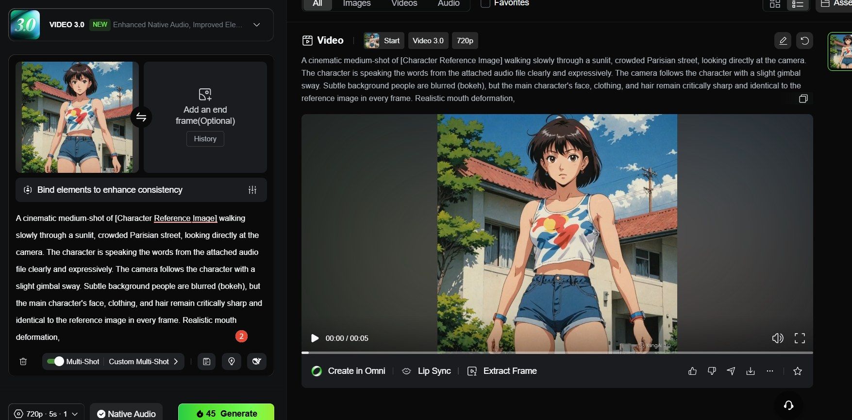 Kling 3.0 Creation Interface